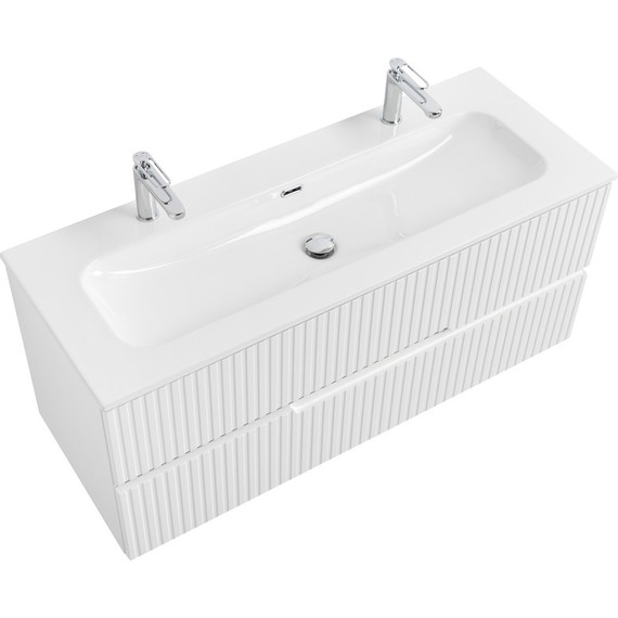 Тумба подвесная с раковиной Cezares DUET-N-1200-2C-SO-BL 120 см (раковина CZR-8073-120-1-2) bianco lucido - фото 6