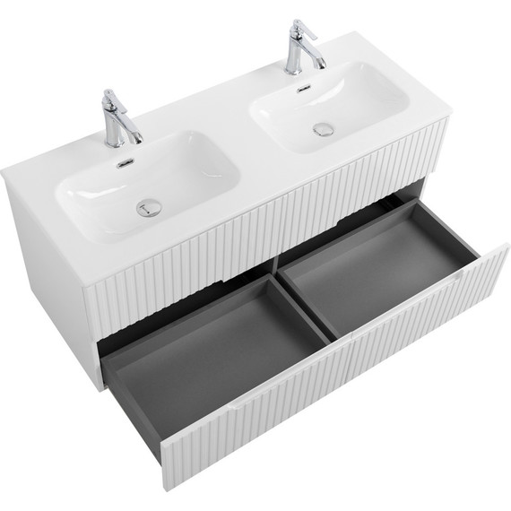 Тумба подвесная с раковиной Cezares DUET-N-1200-4C-SO-2-BL 120 см (раковина CZR-8073-120-2) bianco lucido - фото 4