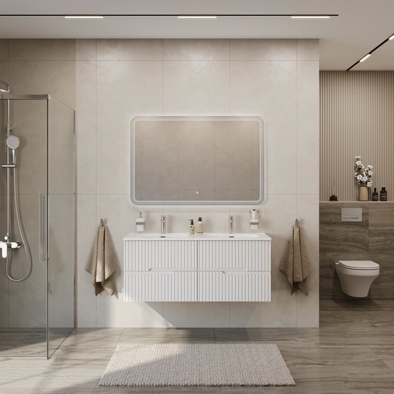 Тумба подвесная с раковиной Cezares DUET-N-1200-4C-SO-2-BL 120 см (раковина CZR-8095-120-2) bianco lucido - фото 7