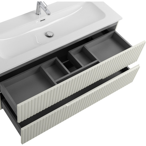 Тумба подвесная с раковиной Cezares DUET-N-1200-2C-SO-AS-P 120 см (раковина CZR-8073-120) альпака брашированная - фото 5