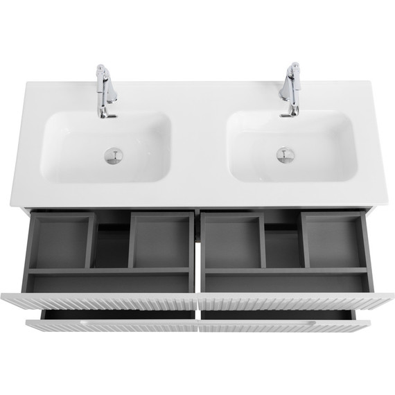 Тумба подвесная с раковиной Cezares DUET-N-1200-4C-SO-2-BL 120 см (раковина CZR-8095-120-2) bianco lucido - фото 6