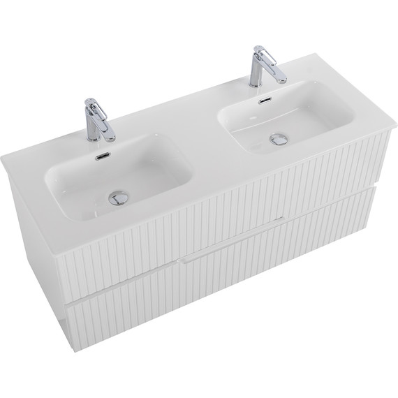 Тумба подвесная с раковиной Cezares DUET-N-1200-2C-SO-2-BL 120 см (раковина CZR-8095-120-2) bianco lucido - фото 3