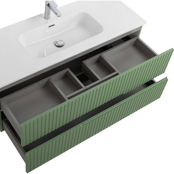 Тумба подвесная с раковиной Cezares DUET-N-1200-2C-SO-PS-P 120 см (раковина CZR-8095-120) фисташковый софт - фото 6