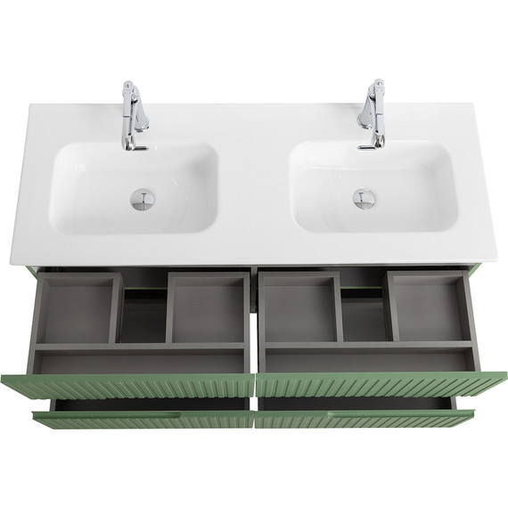 Тумба подвесная с раковиной Cezares DUET-N-1200-4C-SO-2-PS-P 120 см (раковина CZR-8095-120-2) фисташковый софт - фото 4