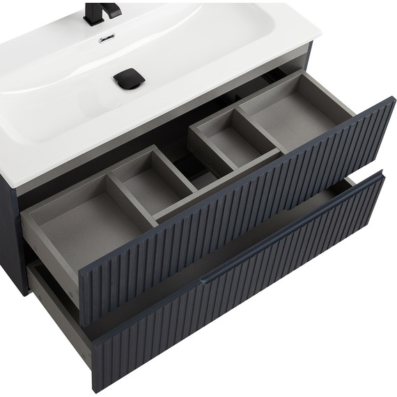 Тумба подвесная с раковиной Cezares DUET-N-1000-2C-SO-GR-P 100 см (раковина CZR-8073-100) grafito - фото 5