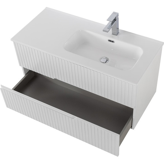 Тумба подвесная с раковиной Cezares DUET-N-1000-2C-SO-BL-R 100 см (раковина CZR-8095-100-R) bianco lucido - фото 3