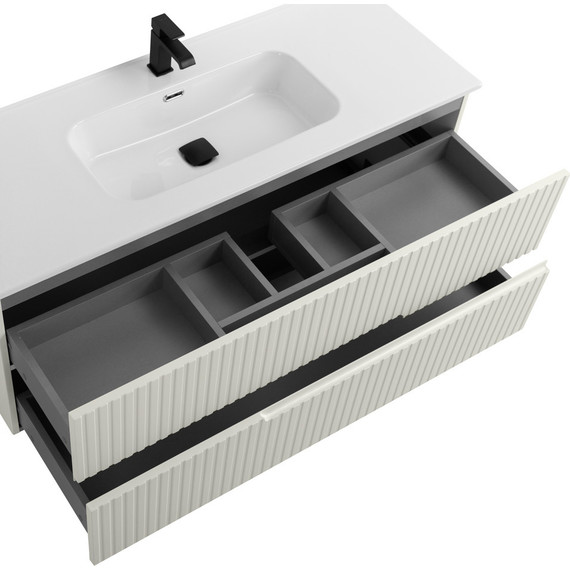 Тумба подвесная с раковиной Cezares DUET-N-1200-2C-SO-AS-P 120 см (раковина CZR-8095-120) альпака брашированная - фото 5