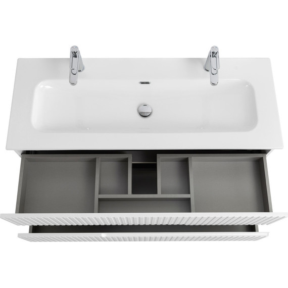 Тумба подвесная с раковиной Cezares DUET-N-1200-2C-SO-BL 120 см (раковина CZR-8073-120-1-2) bianco lucido - фото 4