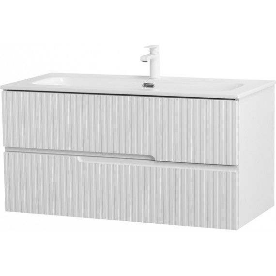 Тумба подвесная с раковиной Cezares DUET-N-1000-2C-SO-FBS-P 100 см (раковина CZR-8073-100) ясень белый софт - фото 2