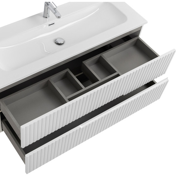 Тумба подвесная с раковиной Cezares DUET-N-1200-2C-SO-BL 120 см (раковина CZR-8073-120) bianco lucido - фото 5