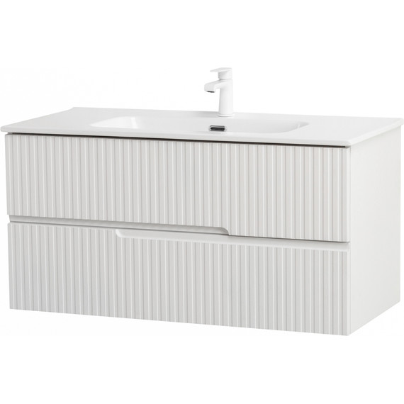 Тумба подвесная с раковиной Cezares DUET-N-1000-2C-SO-FBS-P 100 см (раковина CZR-8095-100) ясень белый софт - фото 2