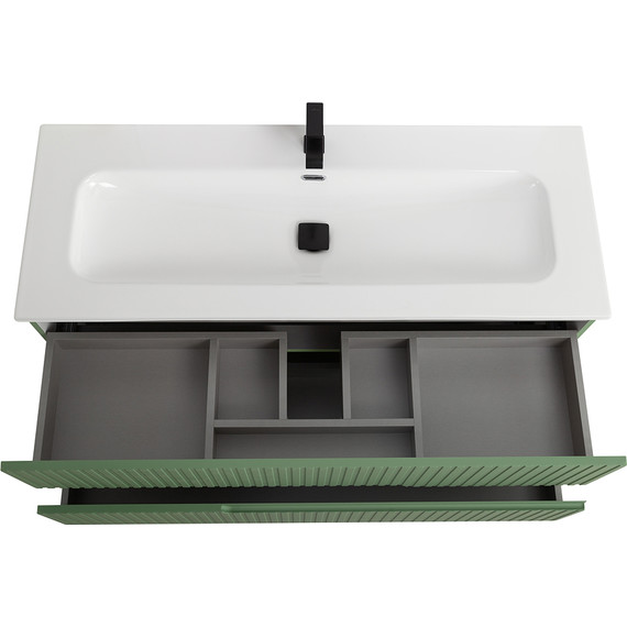 Тумба подвесная с раковиной Cezares DUET-N-1200-2C-SO-PS-P 120 см (раковина CZR-8073-120) фисташковый софт - фото 4