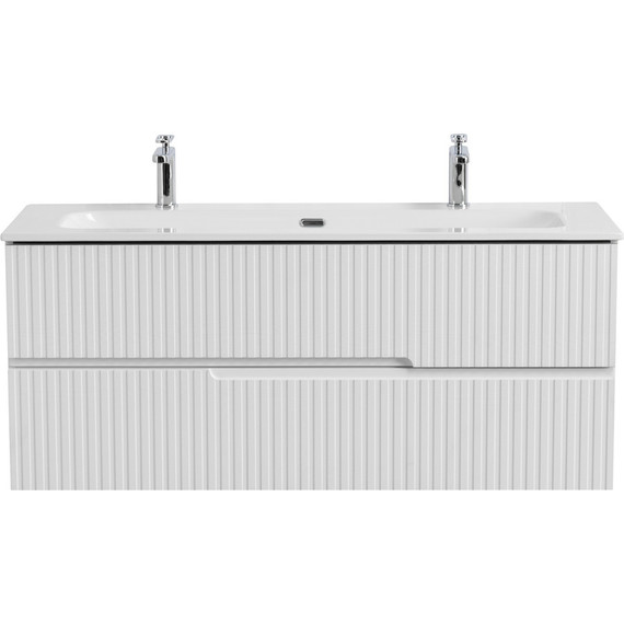 Тумба подвесная с раковиной Cezares DUET-N-1200-2C-SO-FBS-P 120 см (раковина CZR-8073-120-1-2) ясень белый софт - фото 