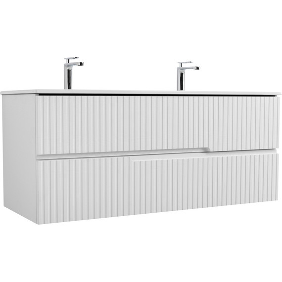 Тумба подвесная с раковиной Cezares DUET-N-1200-2C-SO-FBS-P 120 см (раковина CZR-8073-120-1-2) ясень белый софт - фото 5