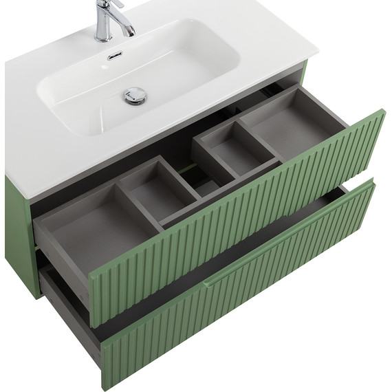 Тумба подвесная с раковиной Cezares DUET-N-1000-2C-SO-PS-P 100 см (раковина CZR-8095-100) фисташковый софт - фото 5