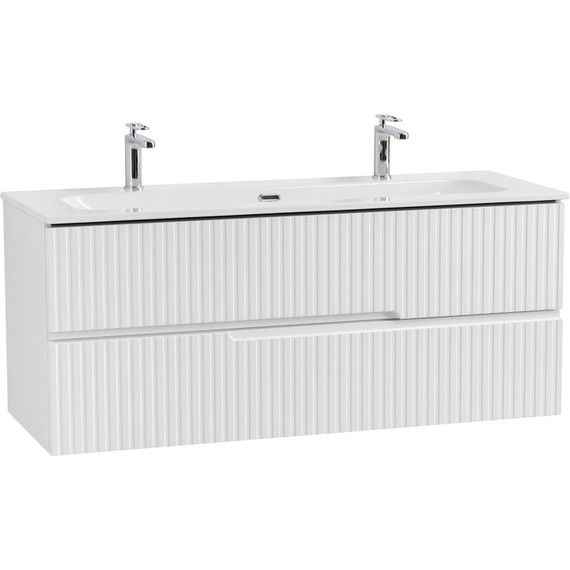 Тумба подвесная с раковиной Cezares DUET-N-1200-2C-SO-BL 120 см (раковина CZR-8073-120-1-2) bianco lucido - фото 2