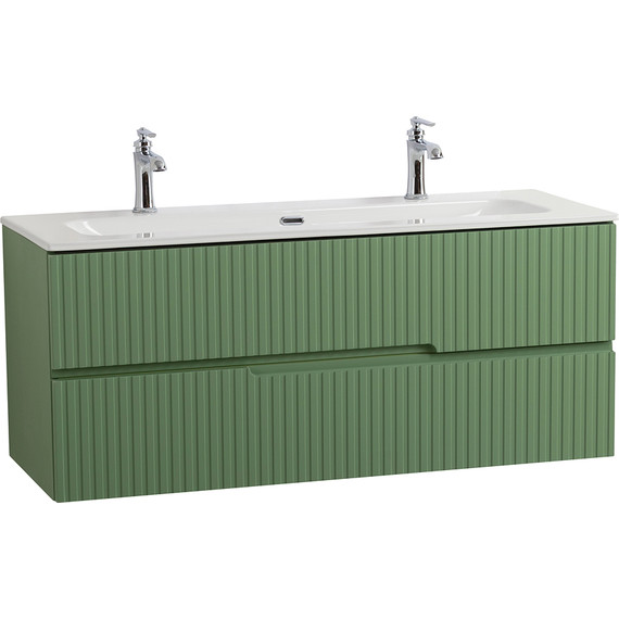 Тумба подвесная с раковиной Cezares DUET-N-1200-2C-SO-PS-P 120 см (раковина CZR-8073-120-1-2) фисташковый софт - фото 2