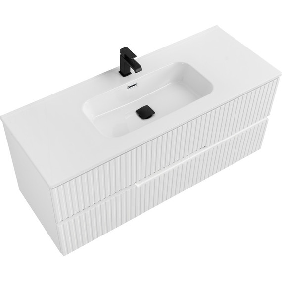 Тумба подвесная с раковиной Cezares DUET-N-1200-2C-SO-BO 120 см (раковина CZR-8095-120) bianco opaco - фото 5