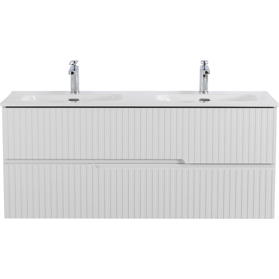 Тумба подвесная с раковиной Cezares DUET-N-1200-2C-SO-2-BL 120 см (раковина CZR-8073-120-2) bianco lucido - фото 