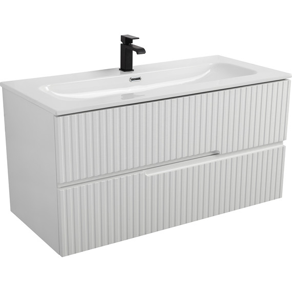 Тумба подвесная с раковиной Cezares DUET-N-1000-2C-SO-BL 100 см (раковина CZR-8073-100) bianco lucido - фото 2