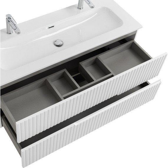 Тумба подвесная с раковиной Cezares DUET-N-1200-2C-SO-BL 120 см (раковина CZR-8073-120-1-2) bianco lucido - фото 5