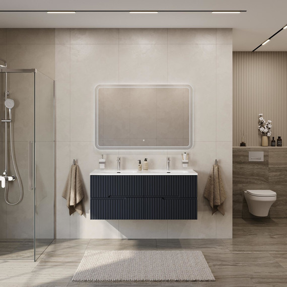 Тумба подвесная с раковиной Cezares DUET-N-1200-4C-SO-2-GR-P 120 см (раковина CZR-8095-120-2) grafito - фото 7