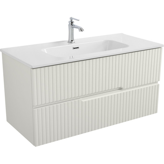 Тумба подвесная с раковиной Cezares DUET-N-1000-2C-SO-AS-P 100 см (раковина CZR-8095-100) альпака брашированная - фото 2