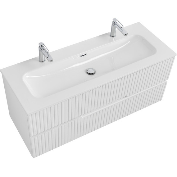 Тумба подвесная с раковиной Cezares DUET-N-1200-2C-SO-FBS-P 120 см (раковина CZR-8073-120-1-2) ясень белый софт - фото 4