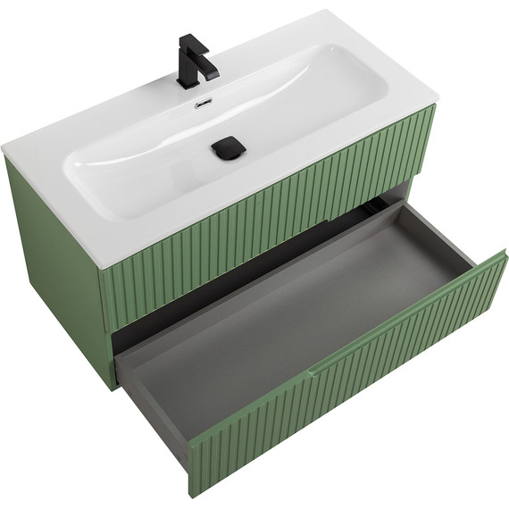 Тумба подвесная с раковиной Cezares DUET-N-1000-2C-SO-PS-P 100 см (раковина CZR-8073-100) фисташковый софт - фото 3