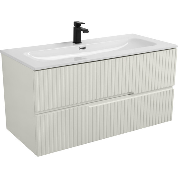 Тумба подвесная с раковиной Cezares DUET-N-1000-2C-SO-AS-P 100 см (раковина CZR-8073-100) альпака брашированная - фото 2