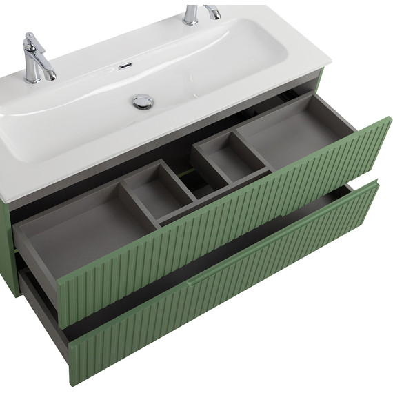 Тумба подвесная с раковиной Cezares DUET-N-1200-2C-SO-PS-P 120 см (раковина CZR-8073-120-1-2) фисташковый софт - фото 6