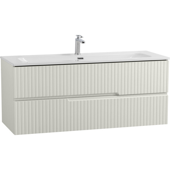 Тумба подвесная с раковиной Cezares DUET-N-1200-2C-SO-AS-P 120 см (раковина CZR-8073-120) альпака брашированная - фото 2