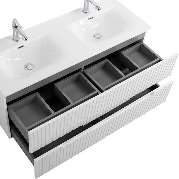 Тумба подвесная с раковиной Cezares DUET-N-1200-4C-SO-2-BL 120 см (раковина CZR-8073-120-2) bianco lucido - фото 5