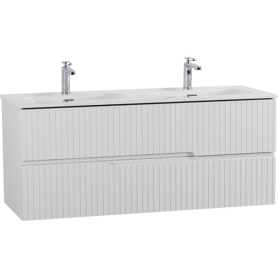 Тумба подвесная с раковиной Cezares DUET-N-1200-2C-SO-2-BL 120 см (раковина CZR-8073-120-2) bianco lucido - фото 2