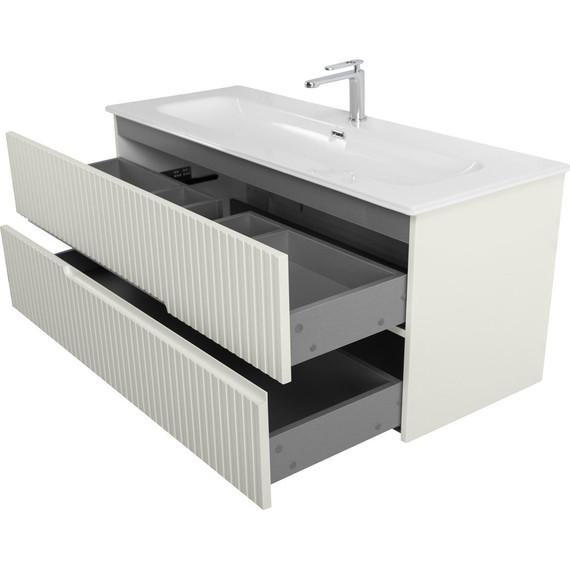 Тумба подвесная с раковиной Cezares DUET-N-1200-2C-SO-AS-P 120 см (раковина CZR-8073-120) альпака брашированная - фото 6