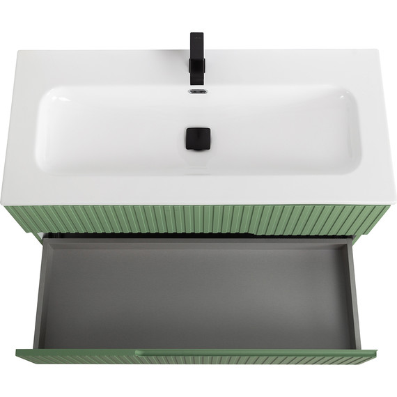 Тумба подвесная с раковиной Cezares DUET-N-1000-2C-SO-PS-P 100 см (раковина CZR-8073-100) фисташковый софт - фото 6