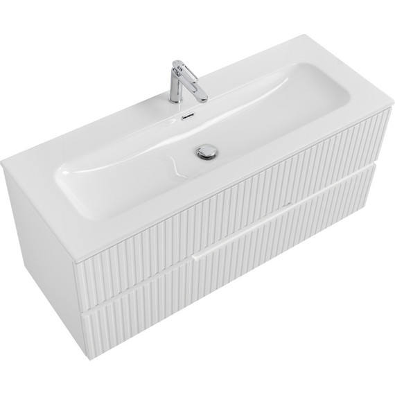 Тумба подвесная с раковиной Cezares DUET-N-1200-2C-SO-BL 120 см (раковина CZR-8073-120) bianco lucido - фото 3