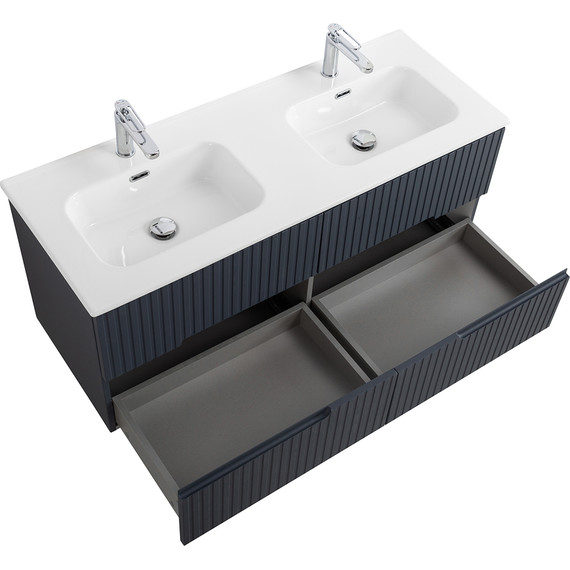 Тумба подвесная с раковиной Cezares DUET-N-1200-4C-SO-2-GR-P 120 см (раковина CZR-8095-120-2) grafito - фото 3