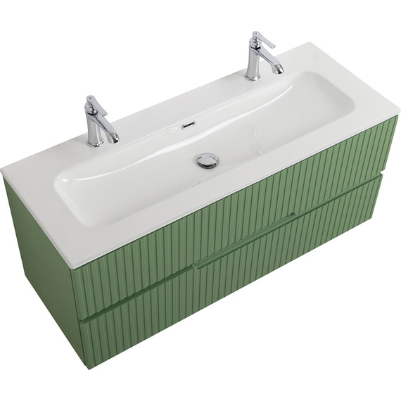 Тумба подвесная с раковиной Cezares DUET-N-1200-2C-SO-PS-P 120 см (раковина CZR-8073-120-1-2) фисташковый софт - фото 5