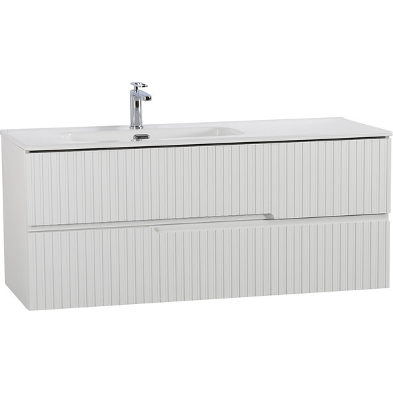 Тумба подвесная с раковиной Cezares DUET-N-1200-2C-SO-BL-L 120 см (раковина CZR-8095-120-L) bianco lucido - фото 2