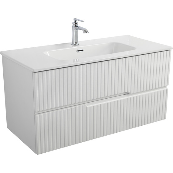 Тумба подвесная с раковиной Cezares DUET-N-1000-2C-SO-BL 100 см (раковина CZR-8095-100) bianco lucido - фото 2