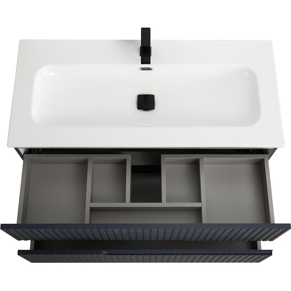 Тумба подвесная с раковиной Cezares DUET-N-1000-2C-SO-GR-P 100 см (раковина CZR-8073-100) grafito - фото 4