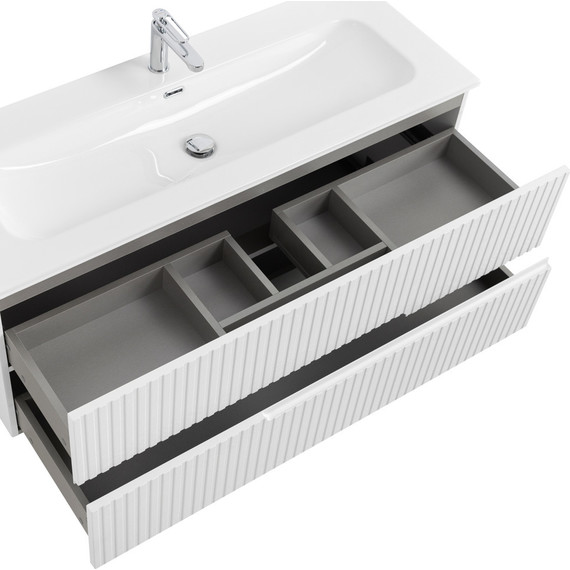 Тумба подвесная с раковиной Cezares DUET-N-1200-2C-SO-FBS-P 120 см (раковина CZR-8073-120) ясень белый софт - фото 5