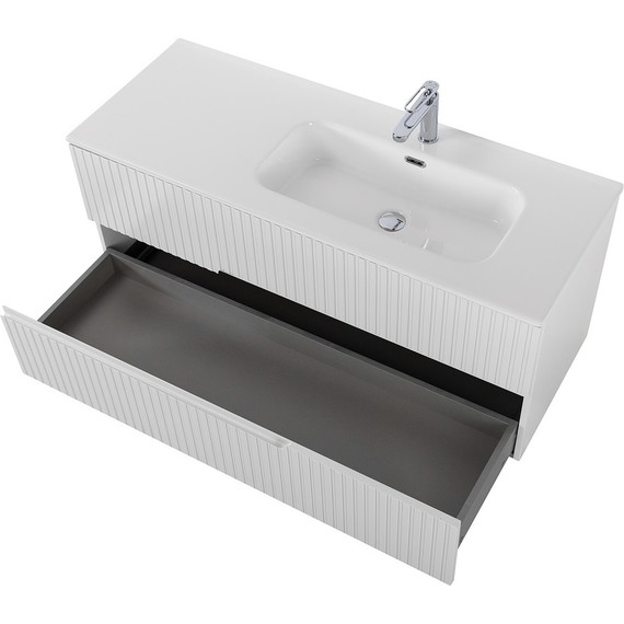 Тумба подвесная с раковиной Cezares DUET-N-1200-2C-SO-BL-R 120 см (раковина CZR-8095-120-R) bianco lucido - фото 4