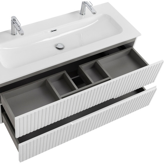 Тумба подвесная с раковиной Cezares DUET-N-1200-2C-SO-FBS-P 120 см (раковина CZR-8073-120-1-2) ясень белый софт - фото 6