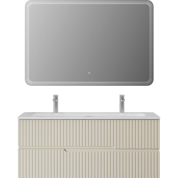 Тумба подвесная с раковиной Cezares DUET-N-1200-2C-SO-AS-P 120 см (раковина CZR-8073-120-1-2) альпака брашированная - фото 9