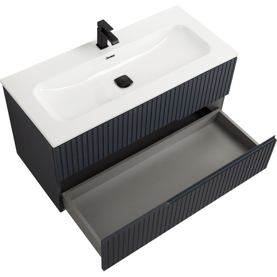 Тумба подвесная с раковиной Cezares DUET-N-1000-2C-SO-GR-P 100 см (раковина CZR-8073-100) grafito - фото 3