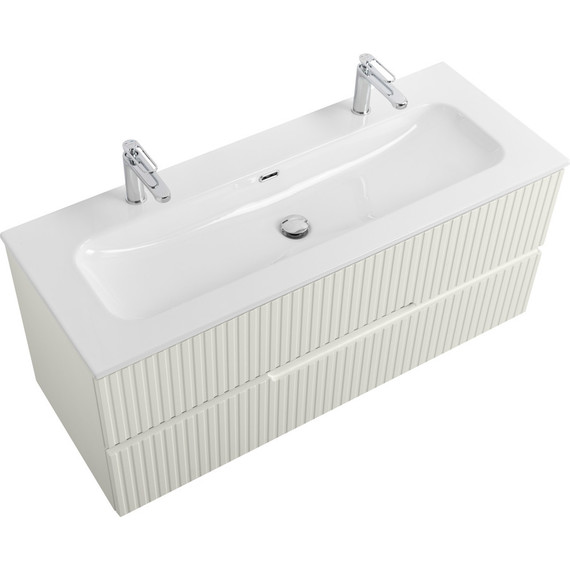 Тумба подвесная с раковиной Cezares DUET-N-1200-2C-SO-AS-P 120 см (раковина CZR-8073-120-1-2) альпака брашированная - фото 3