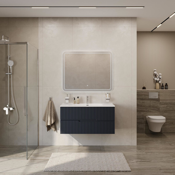 Тумба подвесная с раковиной Cezares DUET-N-1000-2C-SO-GR-P 100 см (раковина CZR-8095-100) grafito - фото 7