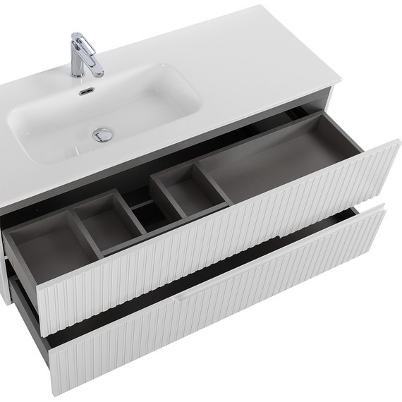 Тумба подвесная с раковиной Cezares DUET-N-1200-2C-SO-BL-L 120 см (раковина CZR-8095-120-L) bianco lucido - фото 5